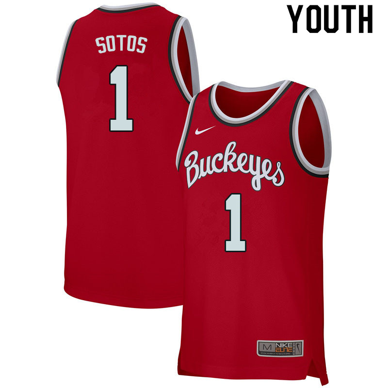 Youth #1 Jimmy Sotos Ohio State Buckeyes College Basketball Jerseys Sale-Retro Scarlet
